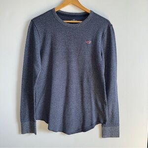 Hollister Blue Grey Knit Long Sleeve with Modern Fit & Embroidered Logo SZ S